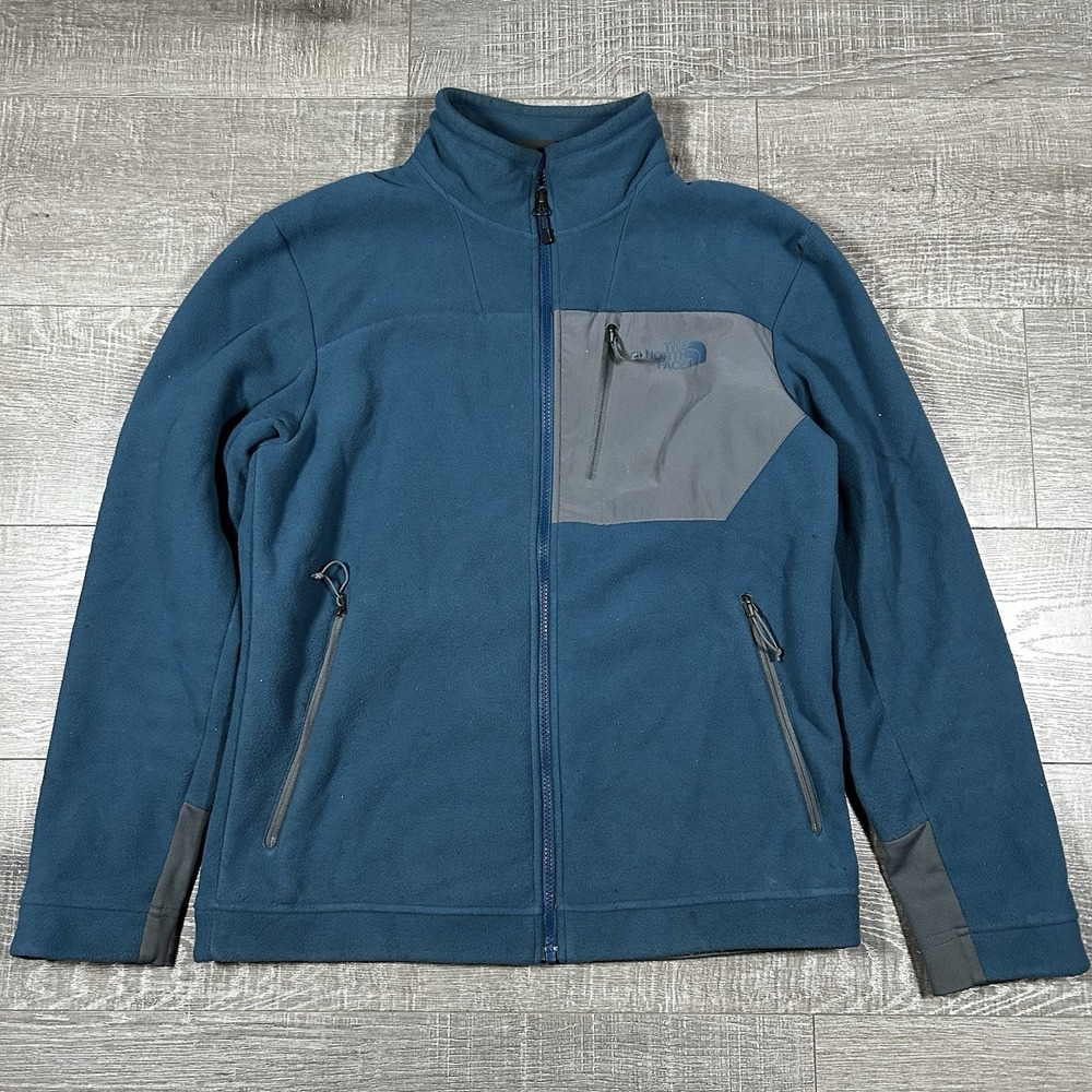 The North Face Men's M Blue Fleece Jacket Full Zip Outdoor Softshell‎ Trim